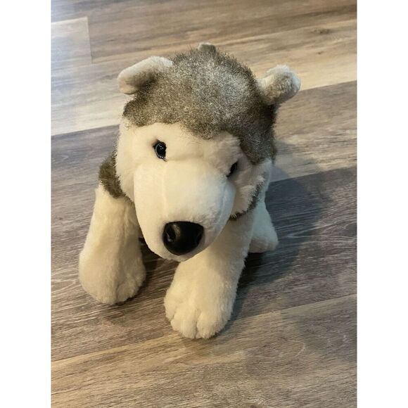 Build A Bear  Gray Wolf Dog Plush 17”  Retired Blue Eyes - Picture 1 of 12